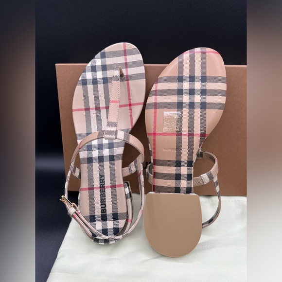 Burberry Emily Vintage Adjustable Strap Checked Slingback Thongs Sandals 6B/36EU - Picture 4 of 9